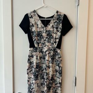 Club Monaco Black and Milticolor Floral Dress